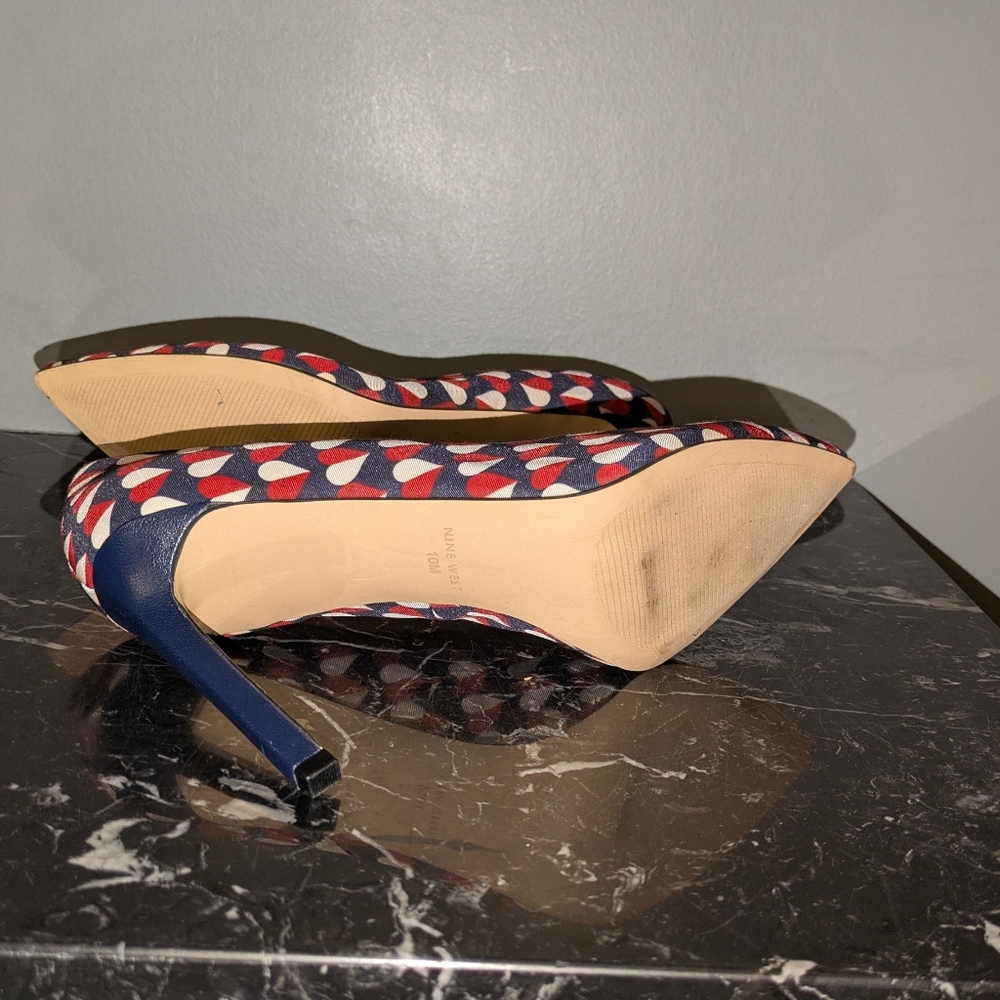 Nine West Stylish Women's Heels in Red and Blue Size 10M - Picture 7 of 11
